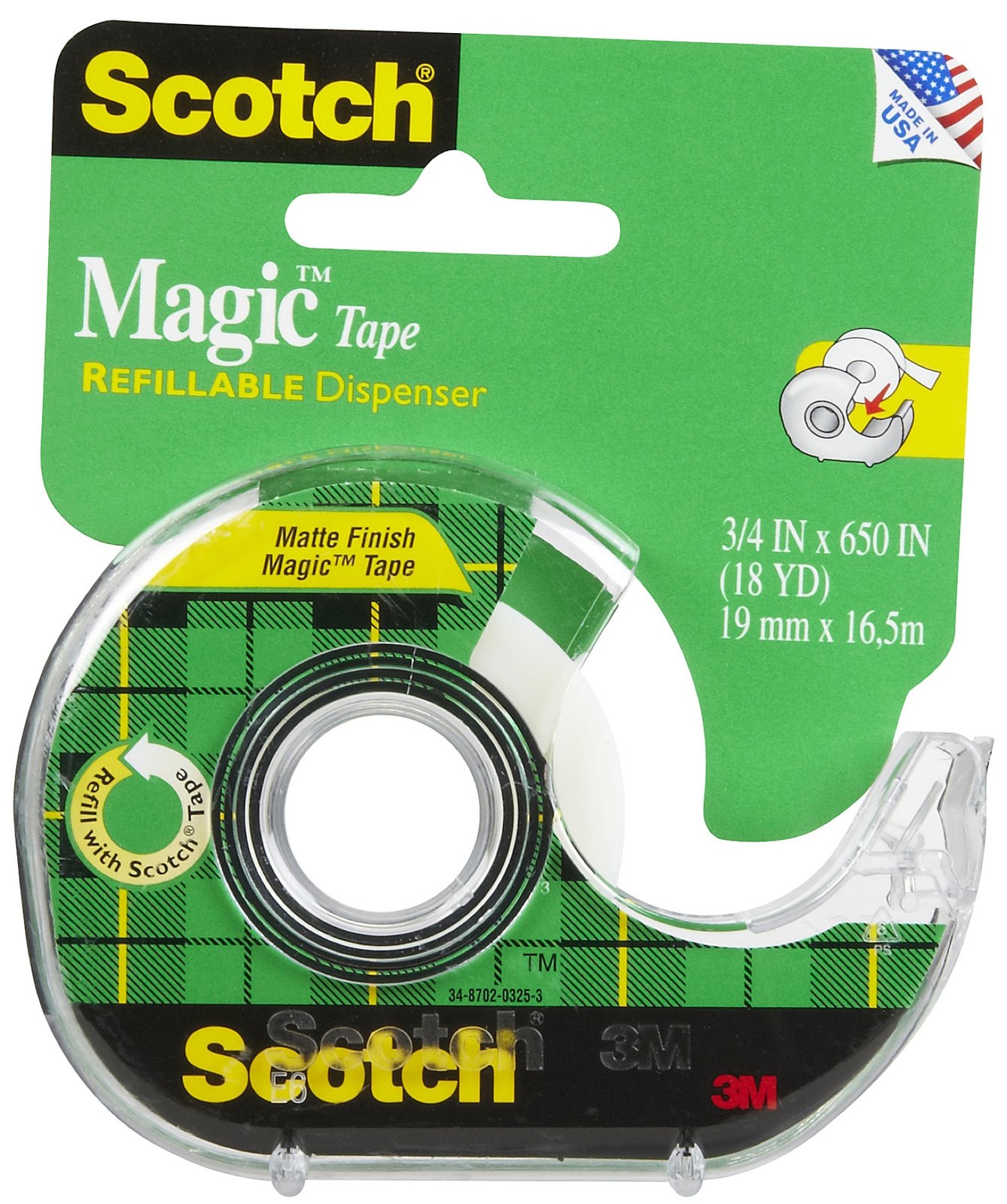 Scotch Brand Matt Finish Magic Tape 3/4 X 18 Yds.